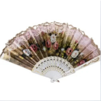 Leque Branco Espanhol Tecido Floral E Renda Atacado Japonês - WCAN