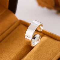 Novo Estilo Anel Prata 925 Sterling Anel Prata Simples Corpo Liso Aberto An