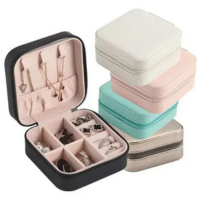 Porta Jóias Portátil Viagem Estojo Maleta Caixa Couro Zíper - Bethaville Ca