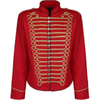 Ro Rox Jaqueta militar Steampunk Napoleon Military Drummer Parade, Vermelho