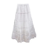 Saia Indiana Longa Branca Com Detalhes Em Renda P M G GG - Baani