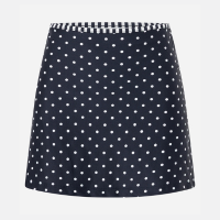 Saída de Praia Saia Curta em Microfibra Poá Bicolor Preto