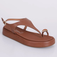 Sandália Feminina Flatform Vizzano com Detalhe Marrom