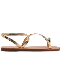 Sandália Rasteira De Dedo Pedraria Dourada