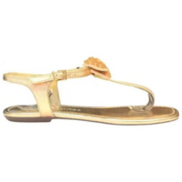 Sandália rasteira laço dourada loucos e santos l10133013
