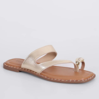 Sandália Rasteirinha Beira Rio Feminina Tiras Assimétricas Dourada