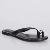 Sandália Rasteirinha Feminina Vizzano Transpassada Dedo Preta