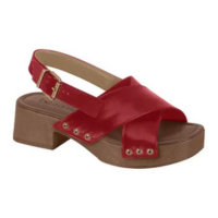 Sandália Tamanco Beira Rio Tiras Cruzadas Plataforma Madeira