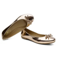 Sapatilha de Laço Metalizada Feminina Bico Redondo Minimalista Palmilha Con