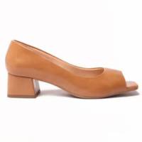 Scarpin Sapato da Corte Peep Toe Salto Bloco Baixo