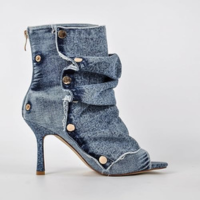 sexytag Bota feminina peep toe, salto stiletto, salto gatinho, tubarão, bic