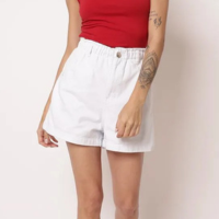 Short Sarja Feminino com Elástico no Cós Branco
