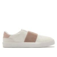Tênis Slip On Branco Elástico Marrom