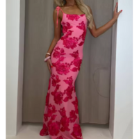 Tossy Luxury Printed Fashion Long Dress Women\'s Lace-Up High Waist Patchwor