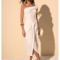 Vestido Midi De Um Ombro Só Com Fenda