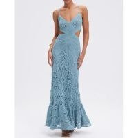 VESTIDO MIDI CROCHET FLOWER AZUL