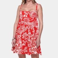 Vestido Farm Curto Arara Floral - Vermelho