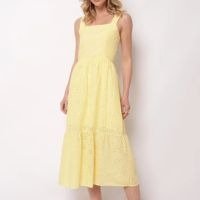 Vestido Feminino Midi Berry & Co. Laise Alcinha Amarelo