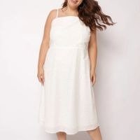 Vestido Plus Size Feminino Midi Algodão Laise Berry & Co. Branco
