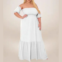 Vestido Branco Plus Size Ano Novo Longo Manga Princesa Elegante Jovial Ajus