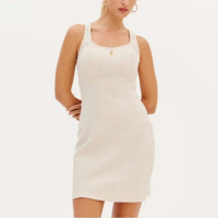 Vestido Curto Easy Lança Perfume Linho Feminino - Bege