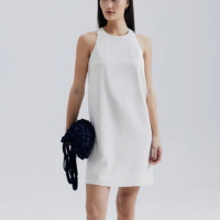 Vestido Curto Evasê Com Linho Hering - Bege