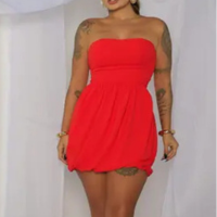 Vestido curto sem alça saia Balone trançado nas costa - luh may