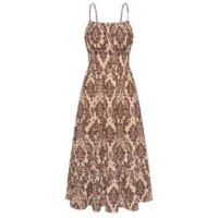 Vestido de verão GRACE KARIN 2025 Casual Floral Maxi Brown S