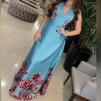 Vestido Floral Azul Longo - Glamour Store
