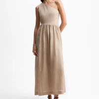 Vestido Linho Evasê Um Ombro Só