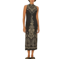 Vestido Midi Farm Rio Borbolina Feminino - Preto