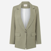 Blazer em Viscolinho com Lapelas e Botão Único Verde