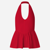 Top Peplum Frente Único Corsetado em Bengaline Vermelho