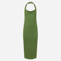 Vestido Midi Frente Única em Ribana com Decote Degagê Verde