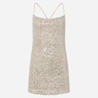 Vestido Curto em Paetê com Alça Fina Cruzada Dourado