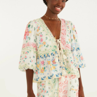 Bata Amarração Estampada Borda Bandana