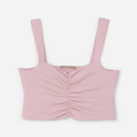Blusa Cropped em Cotton com Franzido Frontal Curve & Plus Size Rosa