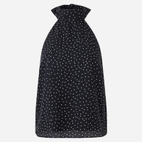 Blusa em Crepe com Gola Halter e Estampa Poá Preto