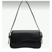 Bolsa Feminina Baguete Boho Minimalista com Alça de Ombro Aba Irregular Caf