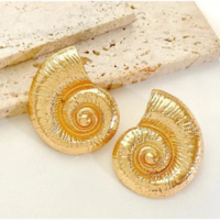 Brinco Feminino Caracol Maxi Concha Estilo tendência do verão folheado outo
