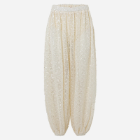 Calça Aladim Balloon Cintura Alta em Tricô com Paetês Bege