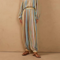 Calça Aladim Lurex Estampa Listra Céu