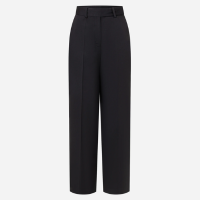 Calça Pantalona Alfaiatada com Passantes e Frisos Preto