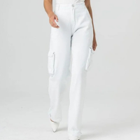 Calça Cargo Sarja Feminina Branca Disparate - Branco