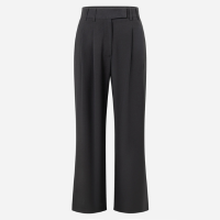 Calça Reta Alfaiatada com Cós Transpassado e Pregas Preto