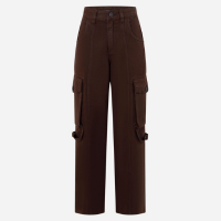 Calça Reta em Jeans com Bolso Cargo Marrom