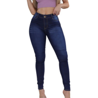 Calça Sk Jeans Skinny New Modelo Corpo Tecido Casual Comfort Feminina - Azu