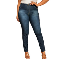 Calça SK Skinny Plus Size Lavagem Escura Feminina - Azul