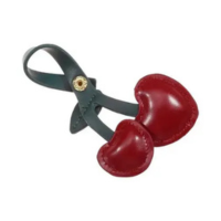 Chaveiro Charm De Bolsa De Couro Vintage Com Pingente De Cereja Para Mulher