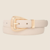 Cinto Feminino Fino Fivela Dourada Lisa Premium - Off White